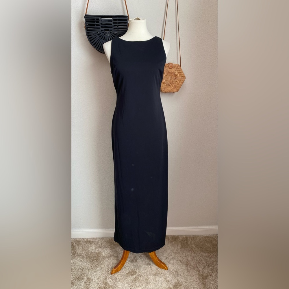 90s City Triangle Black Maxi Dress, Size 9